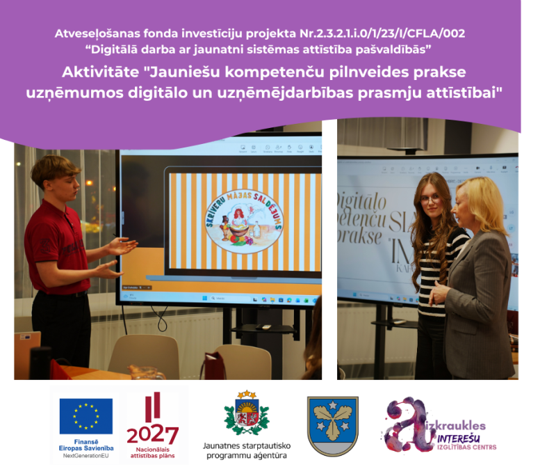 Jaunieši vada prezentācijas