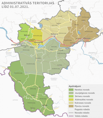 Administratīvās teritorijas līdz 2021. gada 1. jūlijam