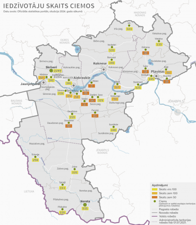  Iedzīvotāju skaits novada ciemos