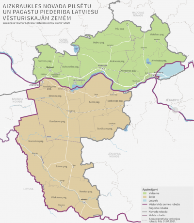Novada pilsētu un pagastu piederība latviešu vēsturiskajām zemēm