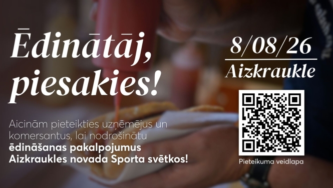 Aicinājums ēdinātājiem pieteikties